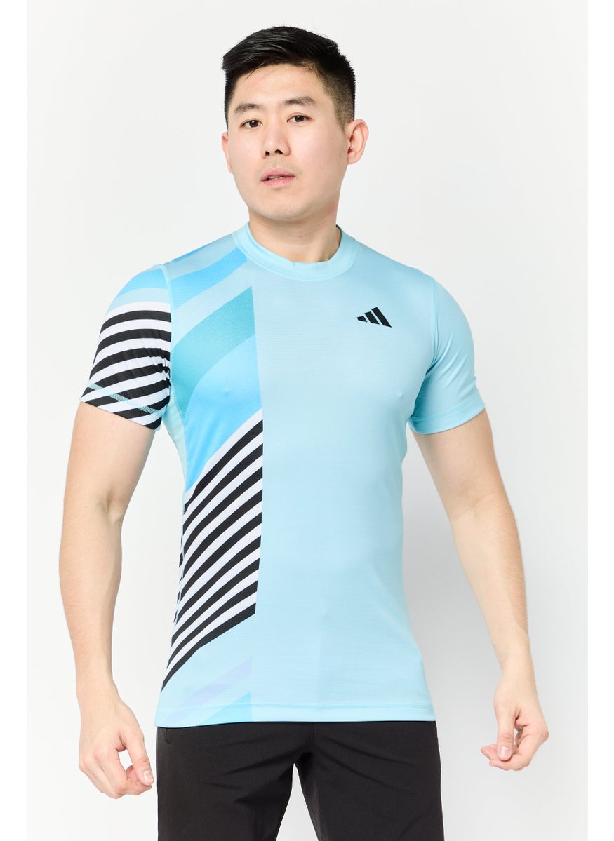 Men Sportswear Fit Short Sleeves Training T-Shirts, Turquoise