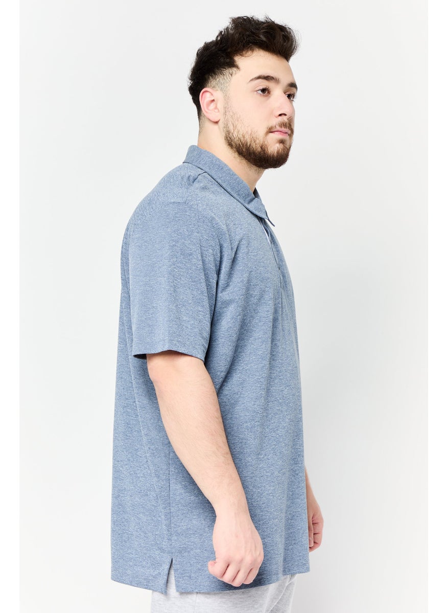Men Sportswear Fit Short Sleeve Advantage Novelty Outdoor Polo Shirt, Heather Blue
