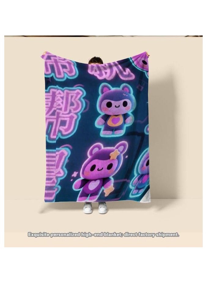 Children's or student cartoon flannel thin blanket (warm and comfortable, suitable for sleep, games) 100cm*150cm - 91