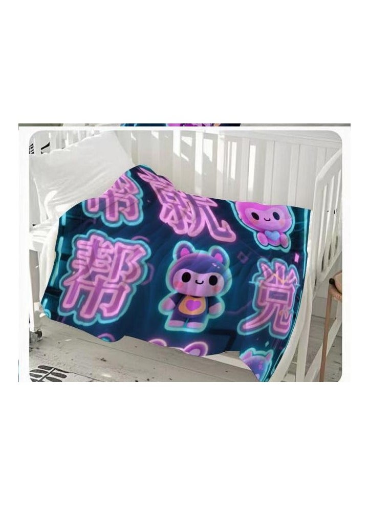 Children's or student cartoon flannel thin blanket (warm and comfortable, suitable for sleep, games) 100cm*150cm - 91