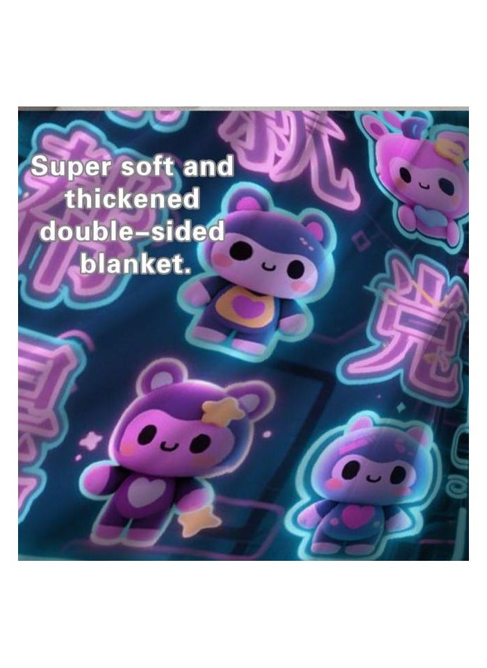 Children's or student cartoon flannel thin blanket (warm and comfortable, suitable for sleep, games) 100cm*150cm - 91