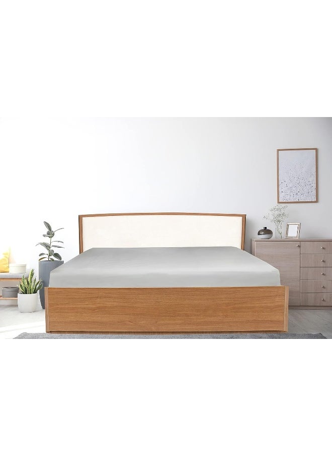 Hotel Linen Klub Double Fitted Sheet - 1 Piece, 100% Cotton, 250 Thread Count for Ultimate Softness and Comfort, Cool and Breathable Fabric, Size: 150 x 200 cm, Deep Pocket with Elastic Edges, Silver