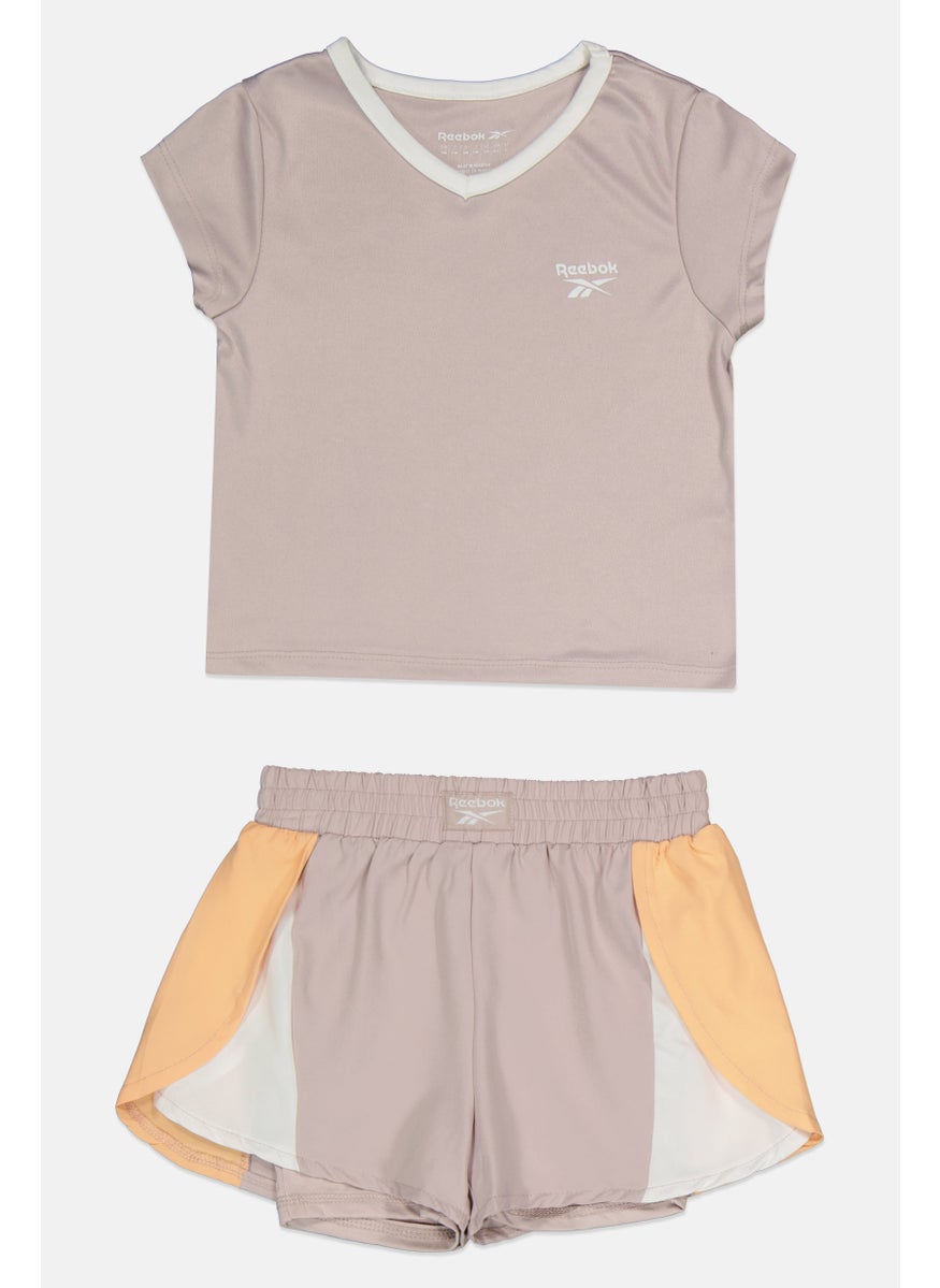 Kids Boy 2 Pieces Brand Logo T-Shirt and Shorts Set, Mauve