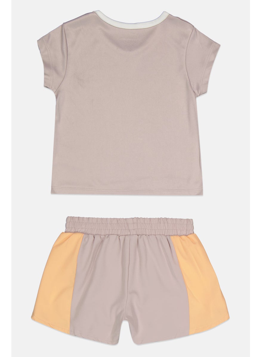 Kids Boy 2 Pieces Brand Logo T-Shirt and Shorts Set, Mauve