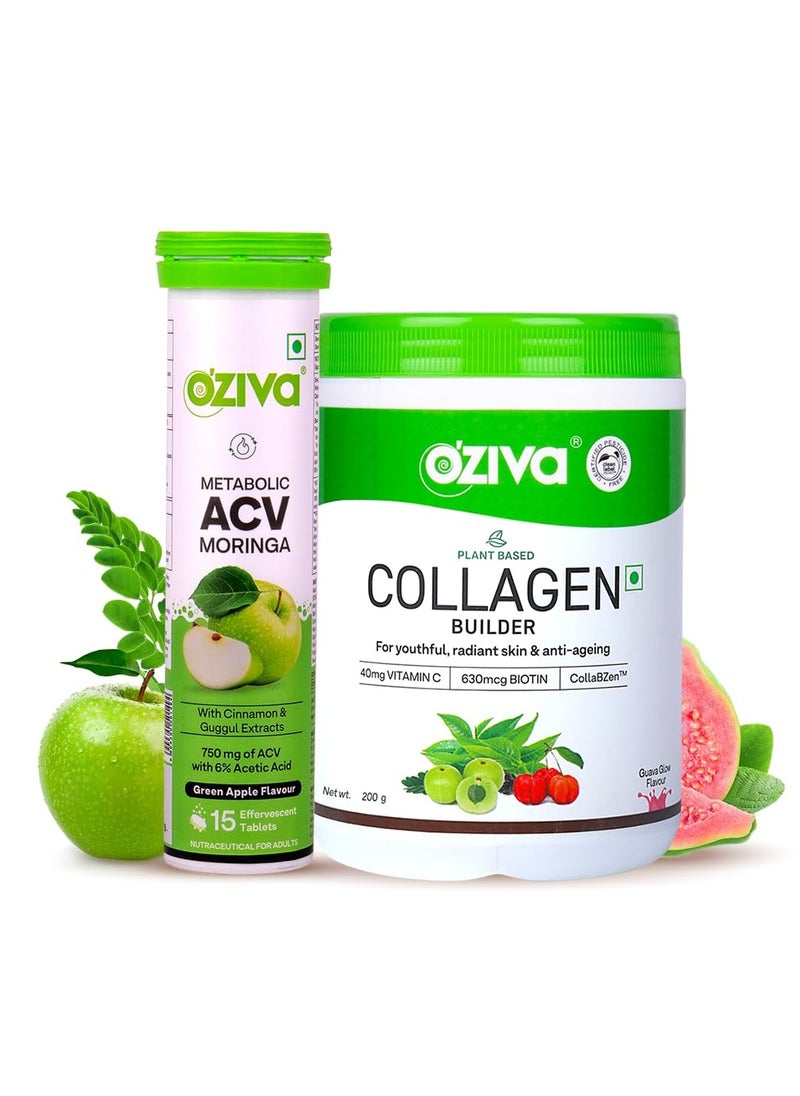 Vegan Collagen Guava Glow Biotin Vitamin C Brighter Youthful Skin 250g ACV Weight Loss 3 In 1 Fat Oxidation 15 Effervescent Tablets Green Apple 2 Count 15 Capsules