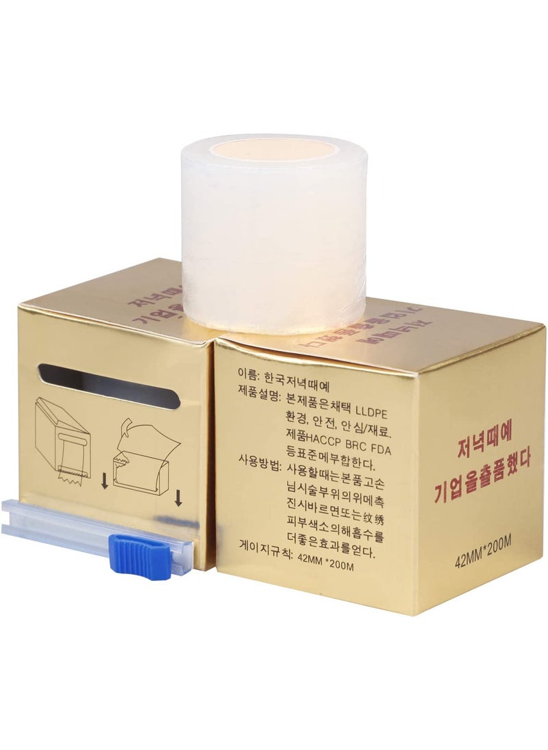 2 Packs Preservative Film Disposable Eyebrow Plastic Wrap with Microblading For Professional Eyebrow Lips Permanent Make Up Supplies Wrap Cover Tape Roll