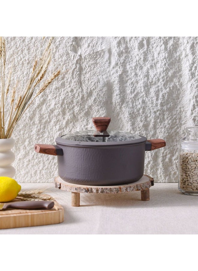 Chef's Delight Bistro Bliss Casserole with Lid – Non-Stick Cookware Pot for Cooking, Baking, Serving – Durable Casserole Dish for Kitchen, Gas & Induction 24x11CM - Brown
