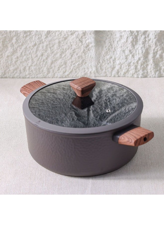 Chef's Delight Bistro Bliss Casserole with Lid – Non-Stick Cookware Pot for Cooking, Baking, Serving – Durable Casserole Dish for Kitchen, Gas & Induction 24x11CM - Brown