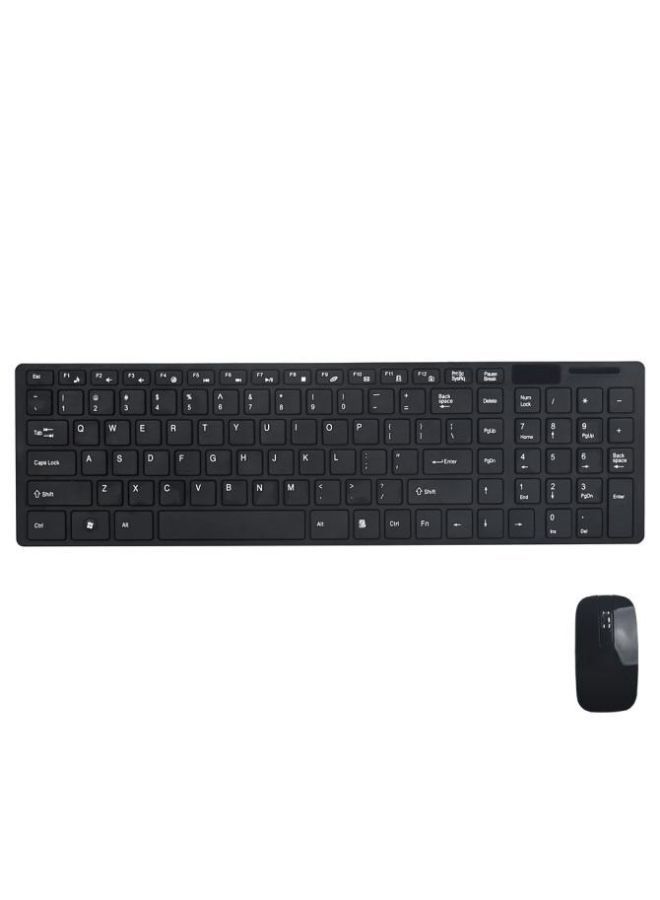 Wireless Optical Keyboard With Mouse Set - English Black