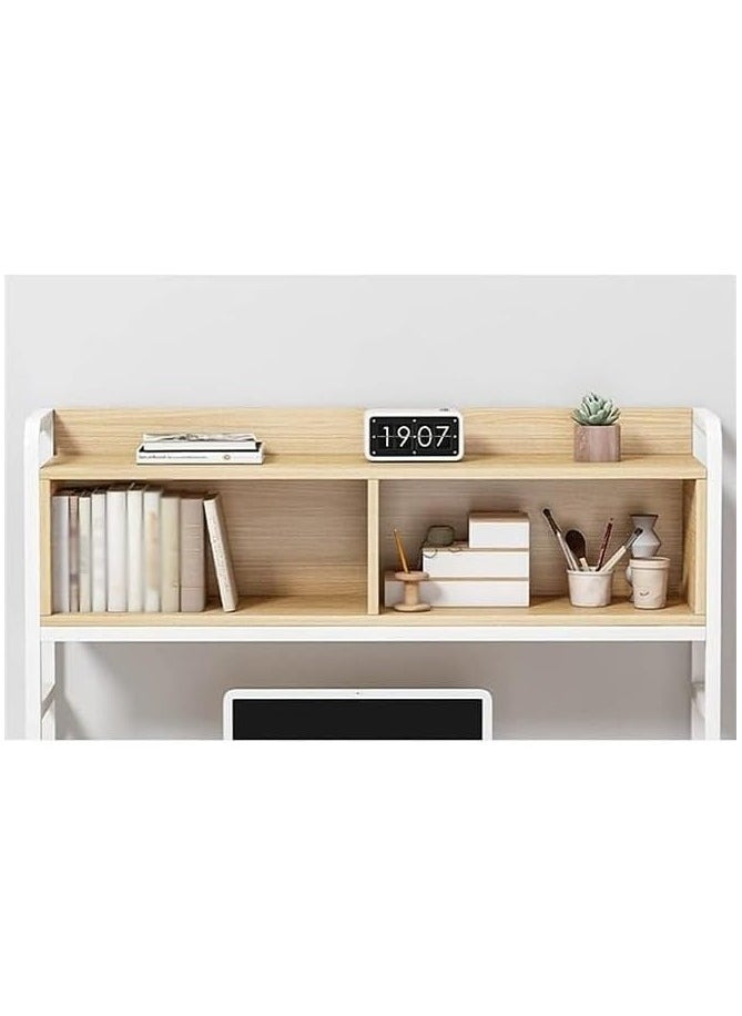 Desk with 2 Storage Shelves PC Multifunctional Home Office Modern Laptop Sturdy Shelves Simple Stylish Workstation Study Table 140x148x60cm Black