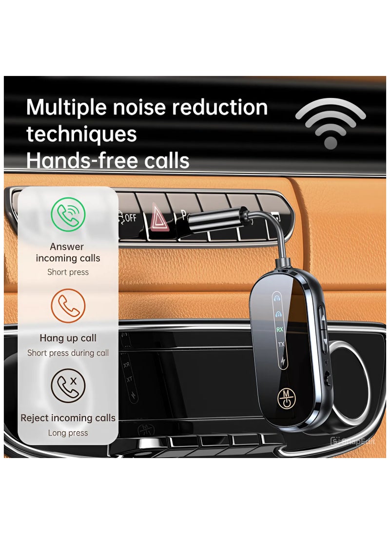 Bluetooth 5.4 (Latest Version) Compact Wireless Transmitter/Receiver 2in1, Wireless 3.5mm Aux, Dual Devices Simultaneously, Including In-flight adapter. Use on Airplanes,TV, Car, Home Stereo.