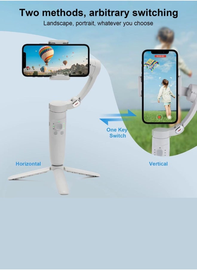 One Gimbal Stabilizer for Smartphone 3 Axis Foldable Pocket Handheld Gimbals Anti-Shake Face Tracking Bluetooth Control Selfie Stick Compatible with iPhone Android Tiktok YouTube Vlog Video