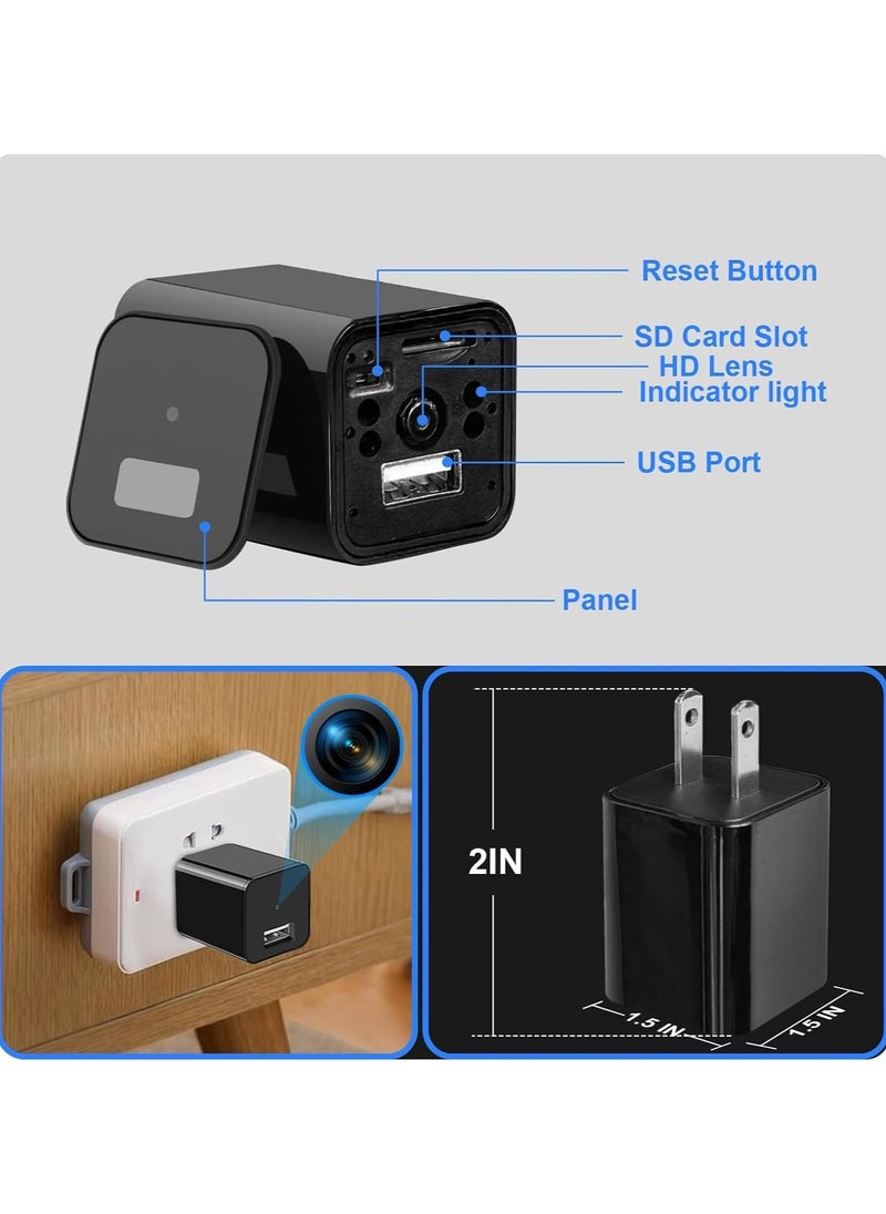 Invisible Camera Charging Adapter  1080P Full HD Motion Sensor Loop Recording  with WiFi Needed For Home or Office