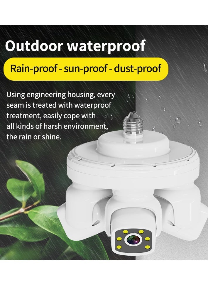 Wifi Security Camera with 3 Channel Camera, 360° View, 2.4 GHz Wi-Fi, SD/Cloud Storage, AI/Motion Detection.
