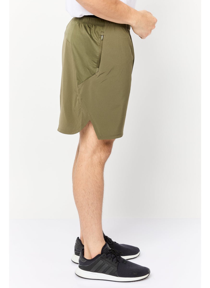 Men Sportswear Fit Brand Logo Outdoor Short, Olive