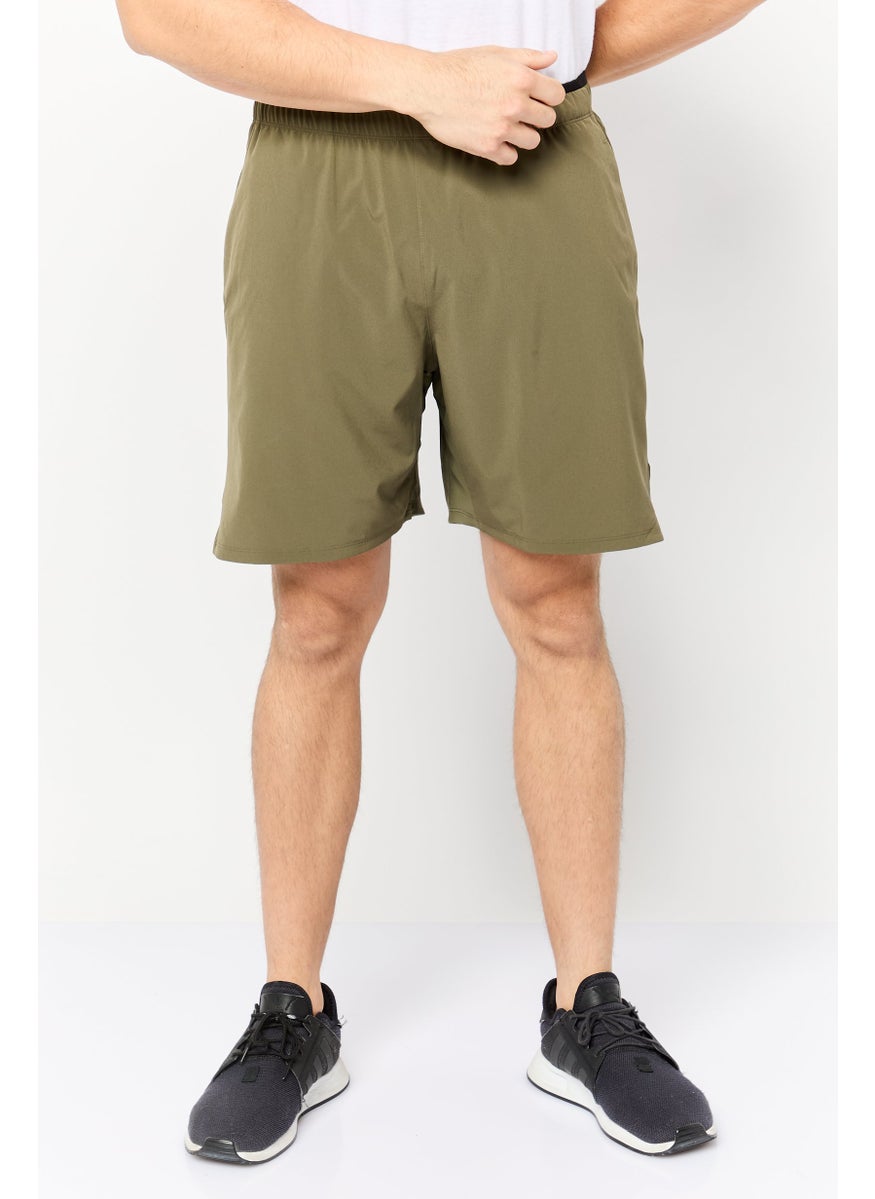 Men Sportswear Fit Brand Logo Outdoor Short, Olive