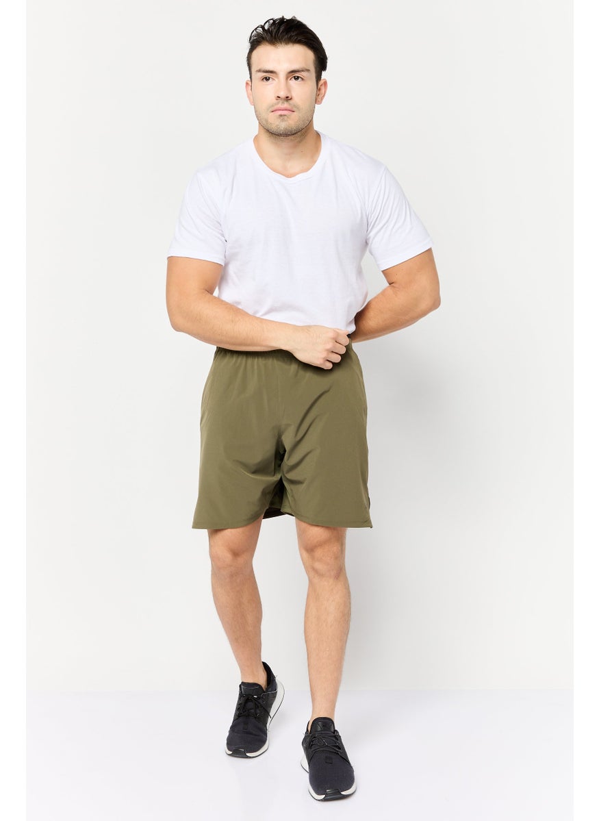 Men Sportswear Fit Brand Logo Outdoor Short, Olive