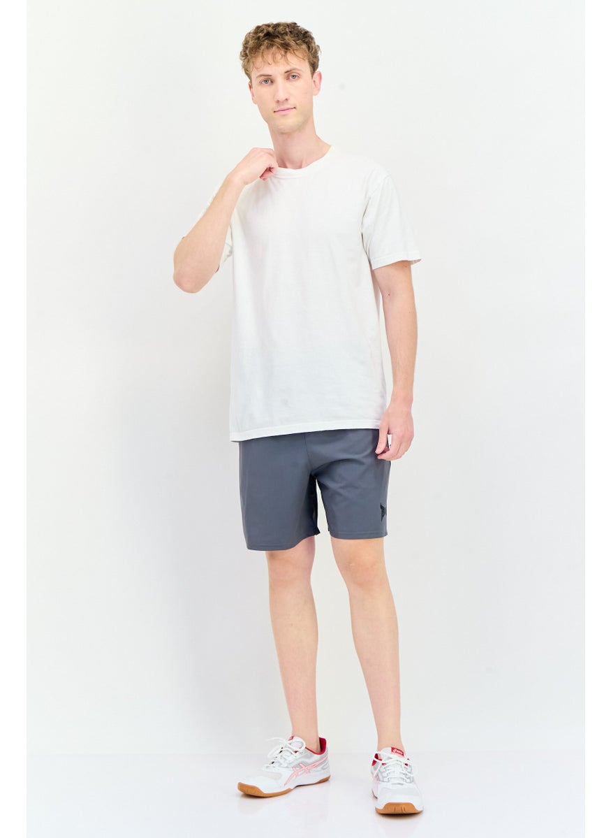 Men Sportswear Fit Brand Logo Training Shorts, Steel Grey
