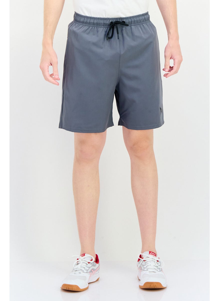 Men Sportswear Fit Brand Logo Training Shorts, Steel Grey