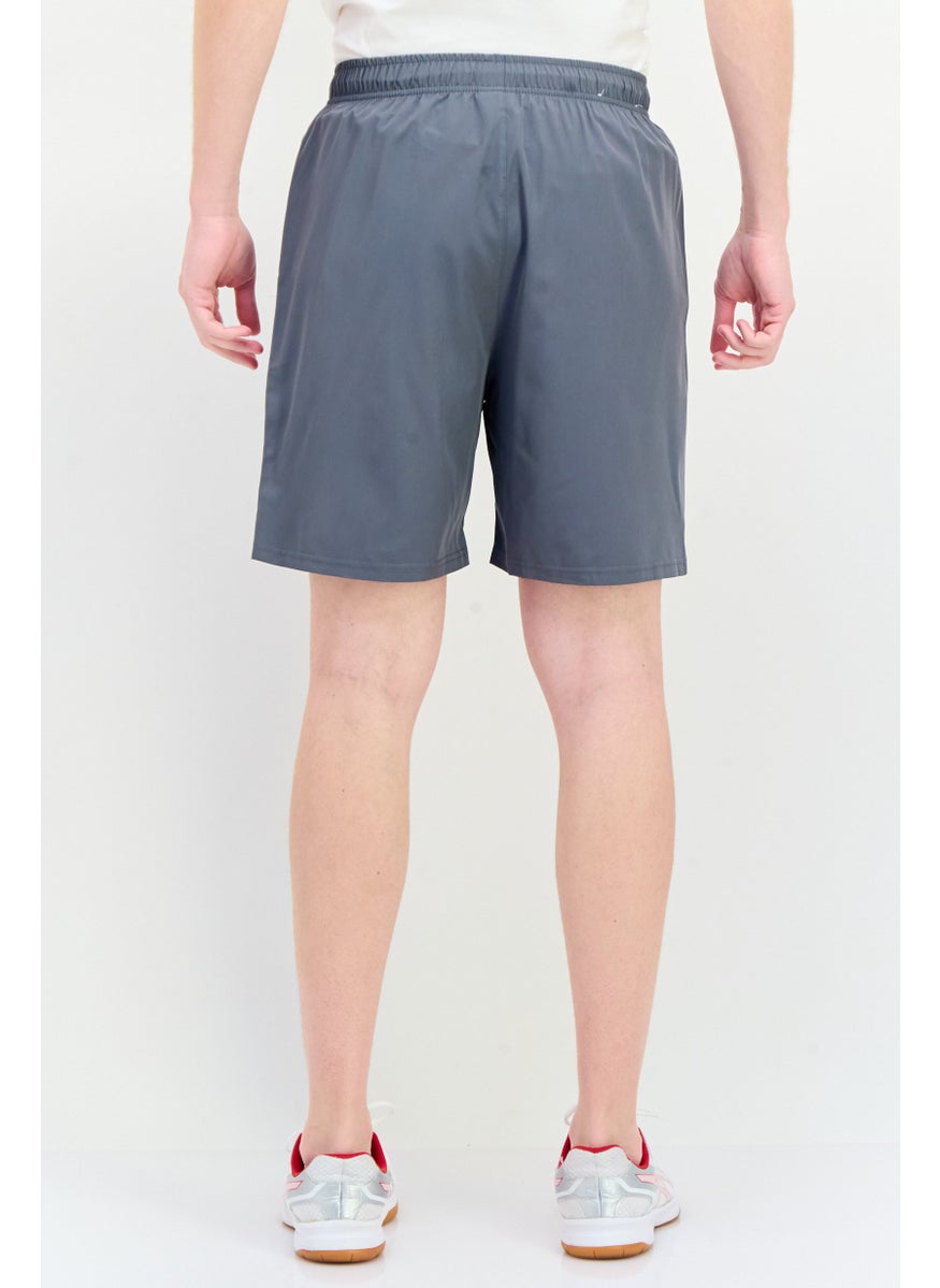 Men Sportswear Fit Brand Logo Training Shorts, Steel Grey