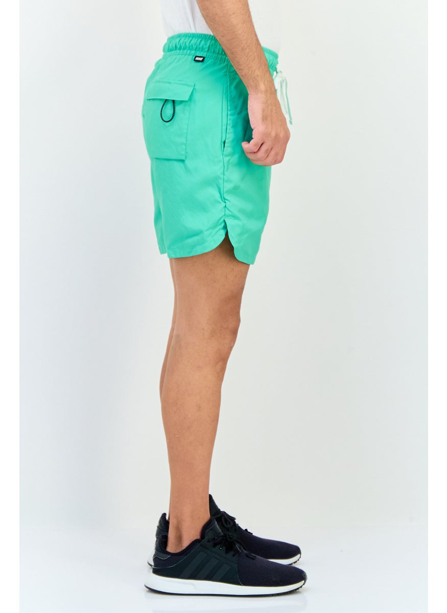 Men Standard Fit Training Shorts, Lime Green