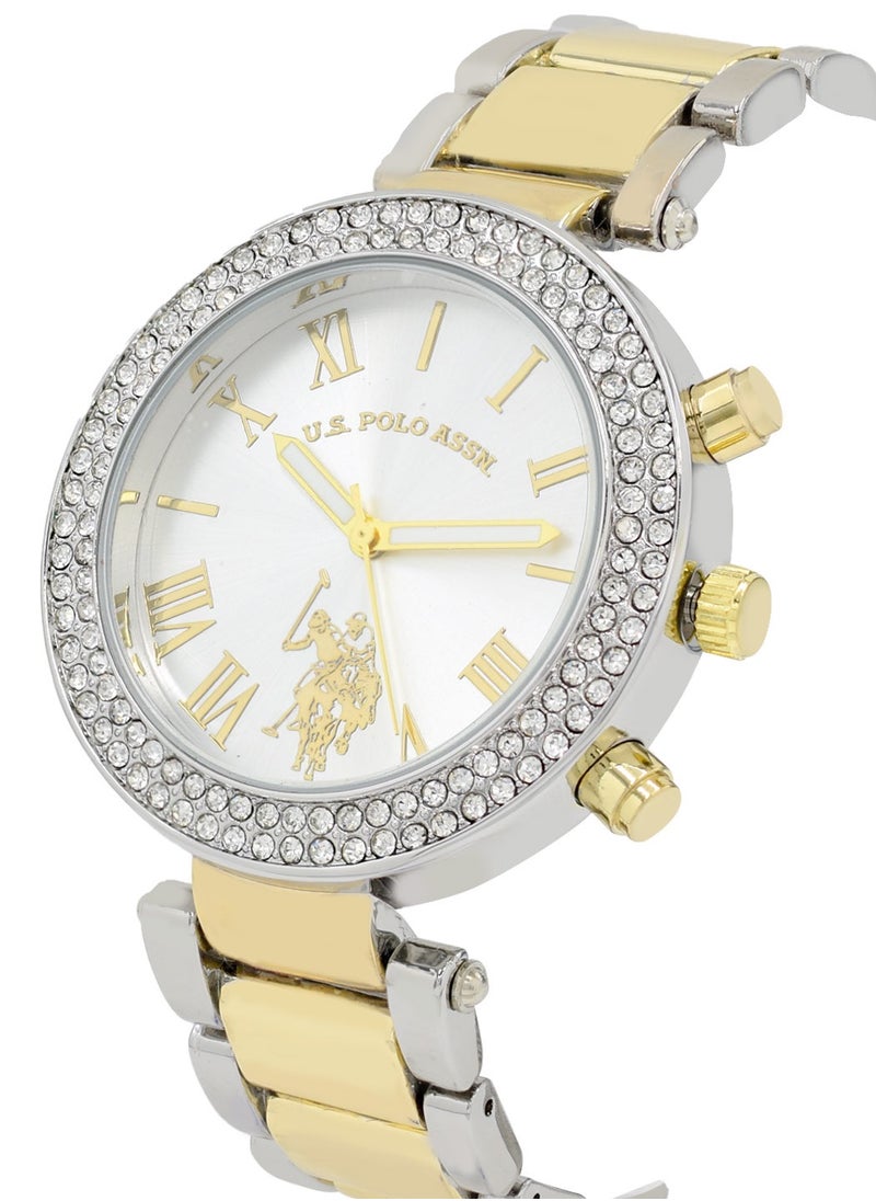 U.S. Polo Assn. Women's Quartz Watch, Analog Display and Gold Plated Strap USC40171