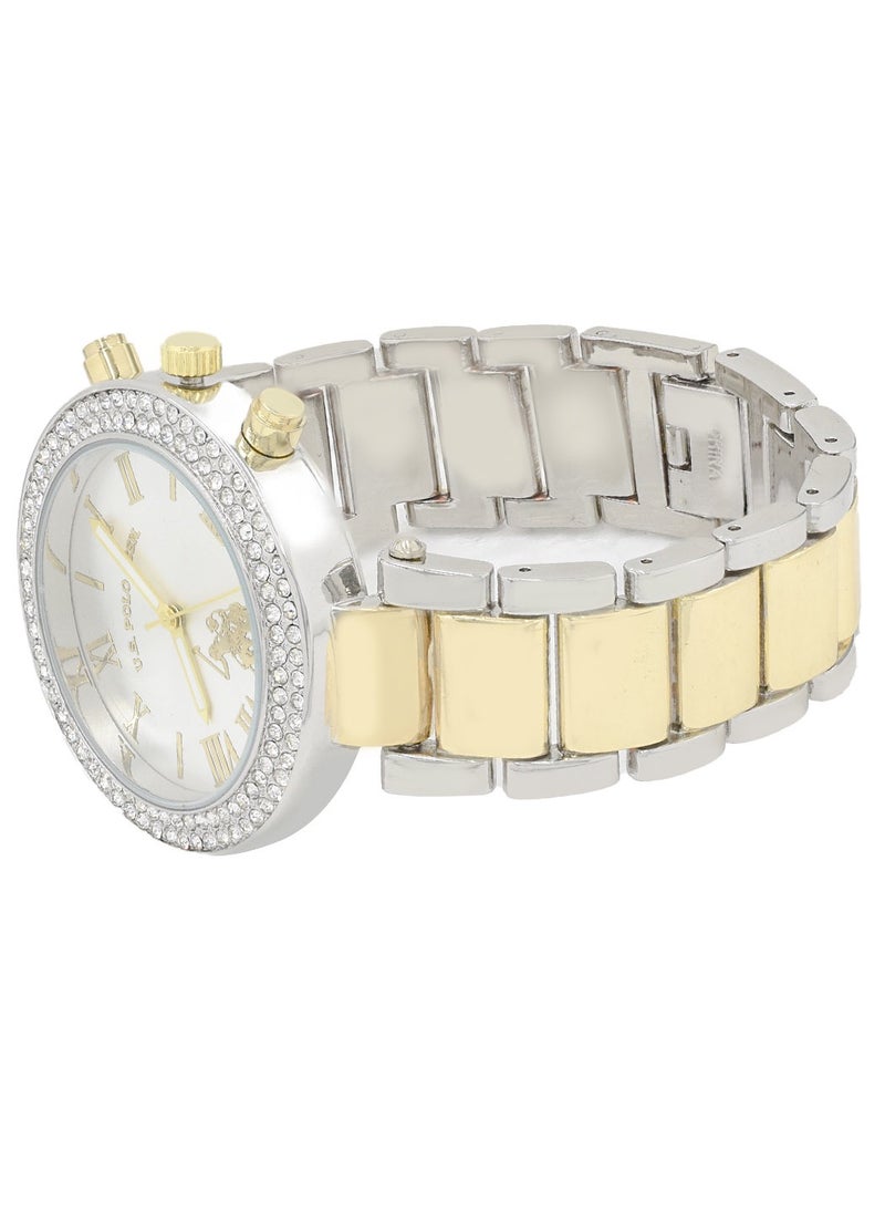 U.S. Polo Assn. Women's Quartz Watch, Analog Display and Gold Plated Strap USC40171