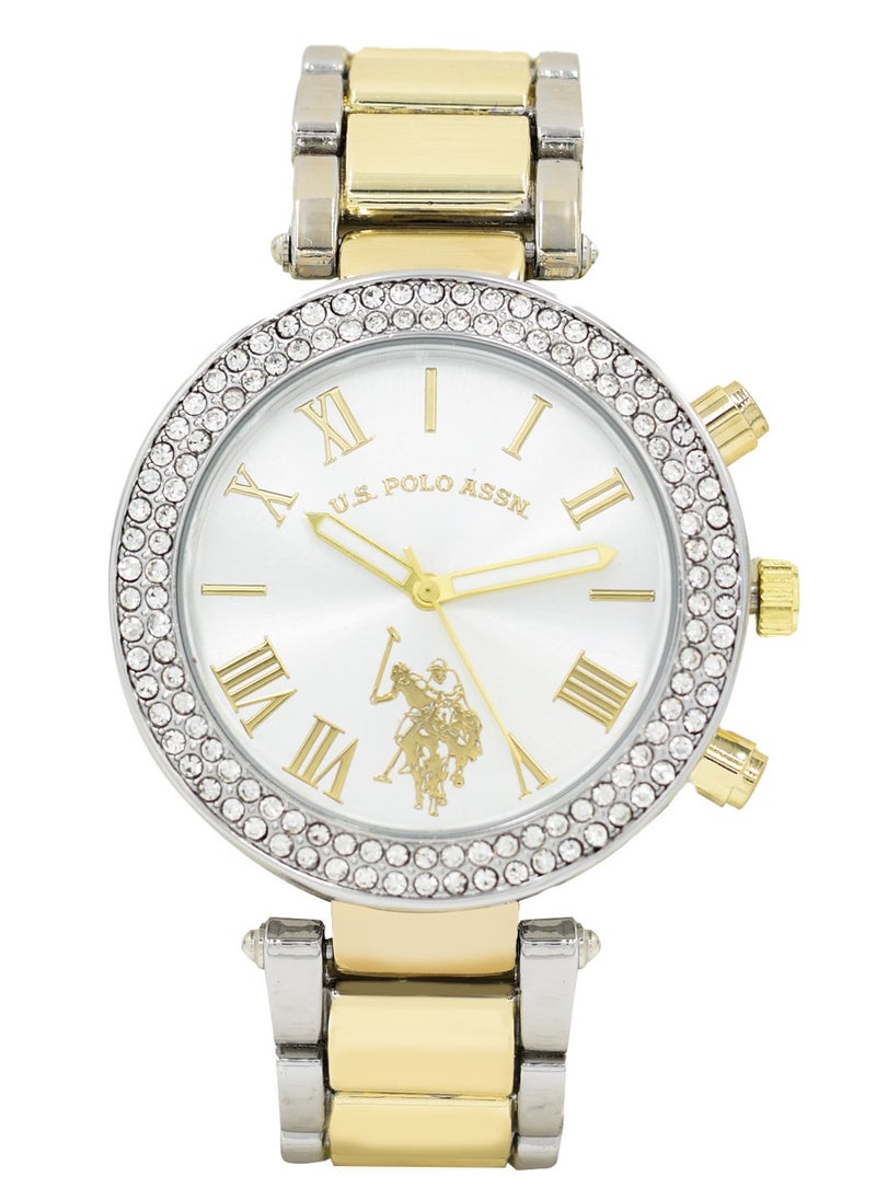 U.S. Polo Assn. Women's Quartz Watch, Analog Display and Gold Plated Strap USC40171