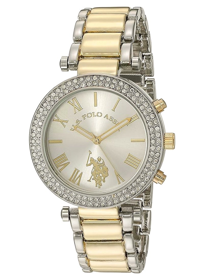 U.S. Polo Assn. Women's Quartz Watch, Analog Display and Gold Plated Strap USC40171