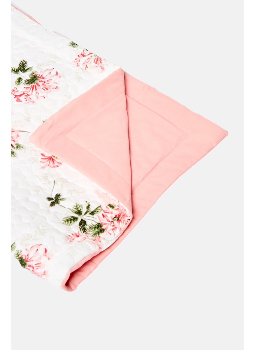 Queen 3 Pieces Floral Pattern Bedspread With Pillow Case Set, Multicolor