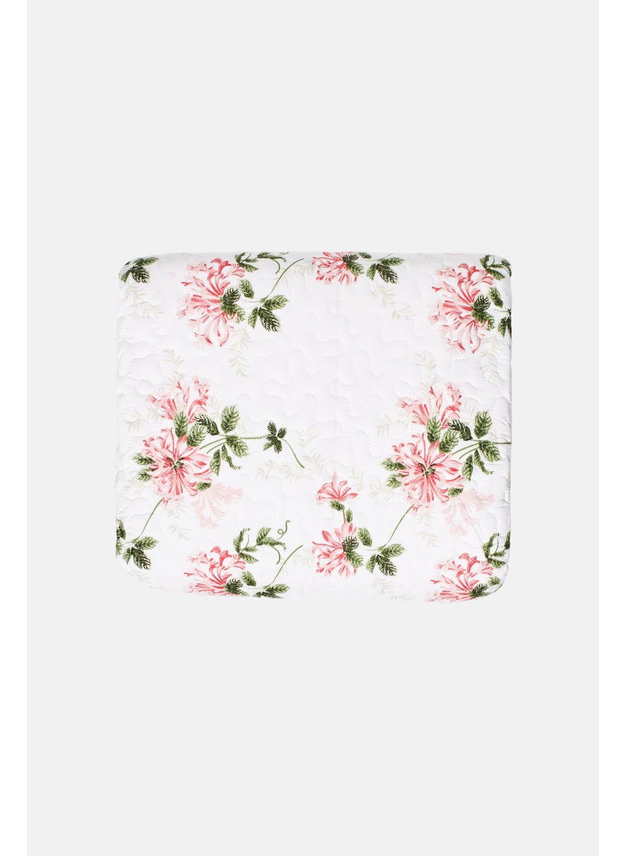 Queen 3 Pieces Floral Pattern Bedspread With Pillow Case Set, Multicolor