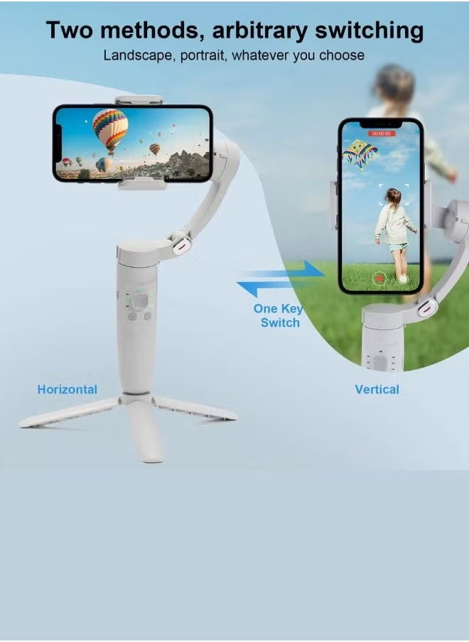 3-Axis Foldable Smartphone Gimbal Stabilizer | Handheld Anti-Shake Stabilizer for iPhone & Android | Bluetooth Control, Face Tracking, Selfie Stick | Perfect for TikTok, YouTube, Vlogging, and Smooth Videos | Compact & Portable Gimbal for Video Recording