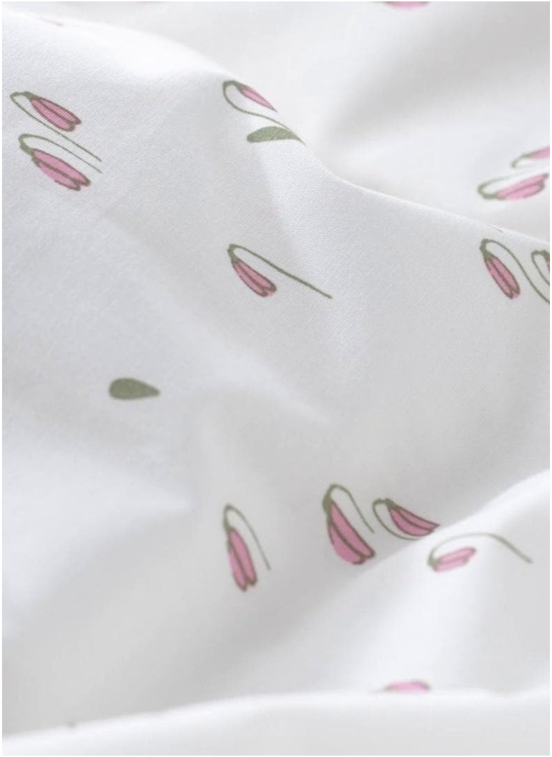 Duvet Cover & Pillowcase for Cot, White/Floral Pattern, 110x125/35x55 cm