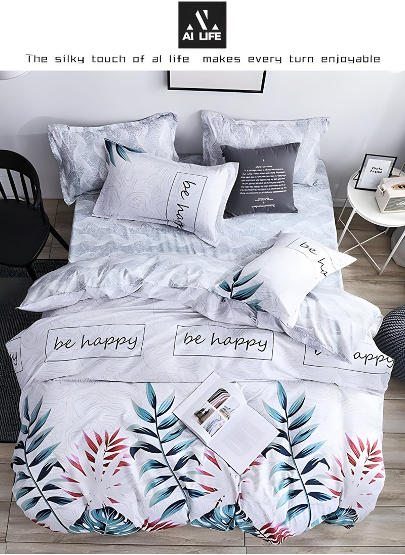 AI LIFE 6 Piece Luxury King Size Cotton Bedsheet | 1 Duvet Cover Set 220x240cm | 1 Fitted Sheet 200x200+30cm | 4 Pillow Cases 50x75cm