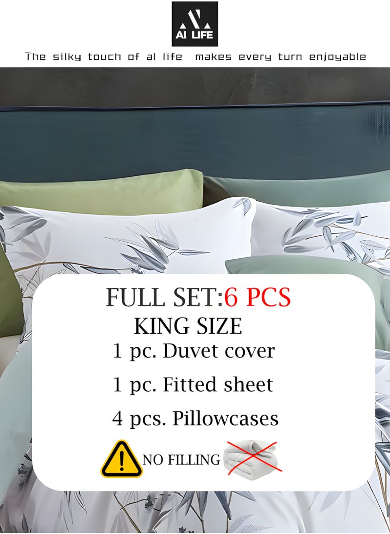AI LIFE 400 Thread Count Cotton King Size Bed Sheets Set Long Staple Microfiber Cotton King Size Bedding Set Soft Bed Cover Set Fitted Sheet Flat Sheet & 4 Pillowcases