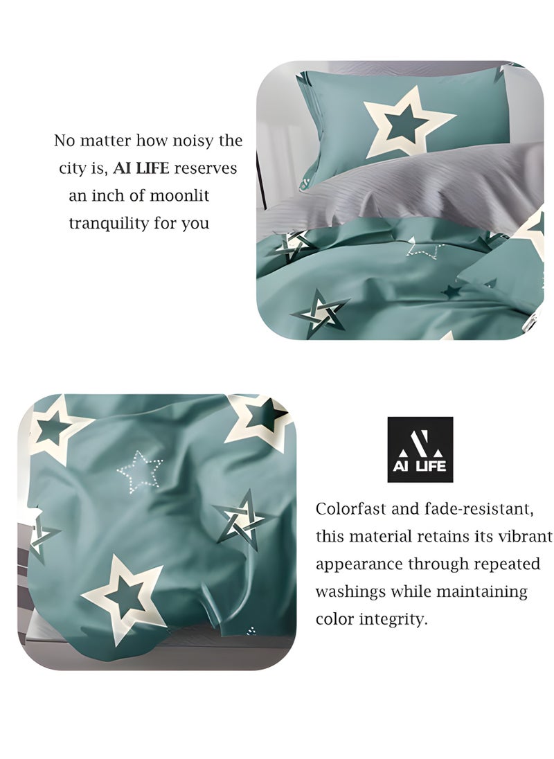 AI LIFE 6-Piece Luxury King Size Bed Sheet Set – Includes 1 Duvet Cover (220x240cm), 1 Fitted Sheet (200x200+30cm), and 4 Pillow Cases (50x75cm)