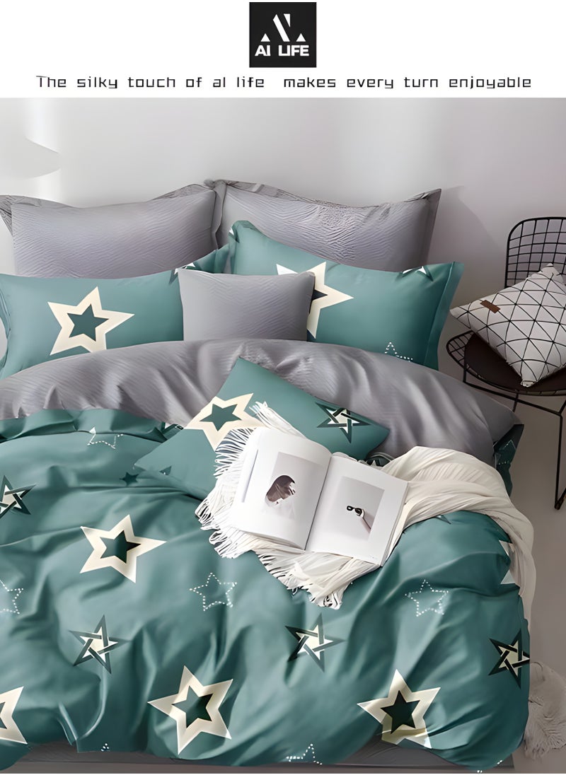AI LIFE 6-Piece Luxury King Size Bed Sheet Set – Includes 1 Duvet Cover (220x240cm), 1 Fitted Sheet (200x200+30cm), and 4 Pillow Cases (50x75cm)
