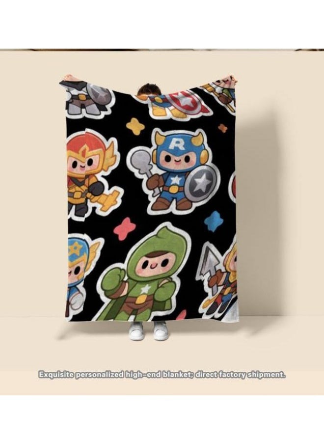 Children's or student cartoon flannel thin blanket (warm and comfortable, suitable for sleep, games) 100cm*150cm - 487