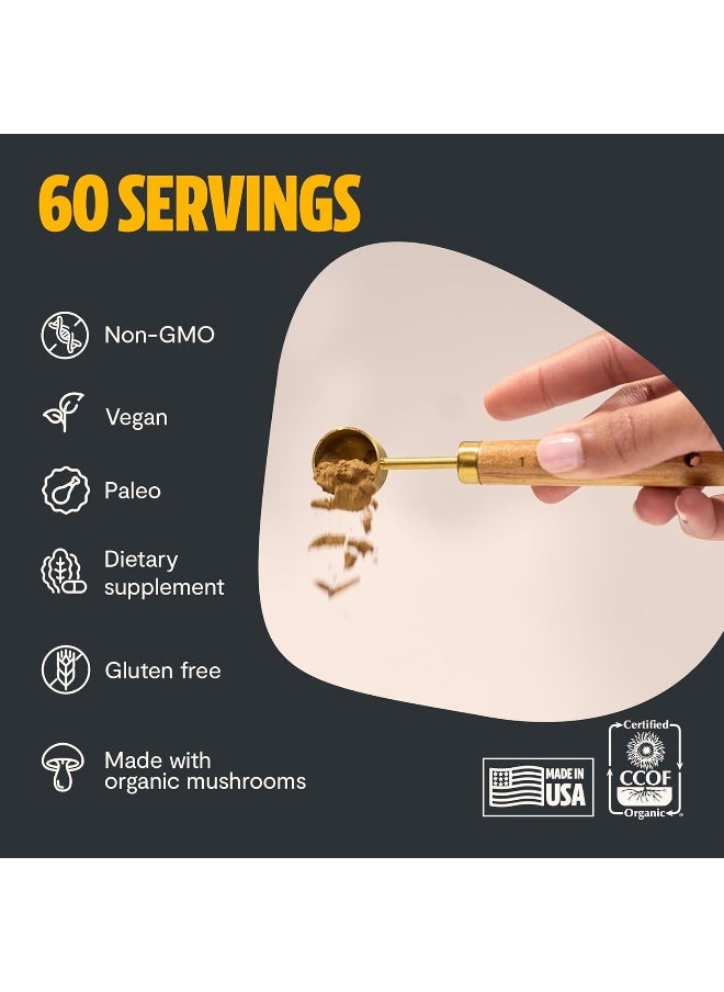 HERO - Cordyceps Mushroom Extract Powder - USDA Organic - 60 g - Supplement - Energy and Endurance - Add to Coffee/Tea/Smoothies - Real Fruiting Body No Fillers