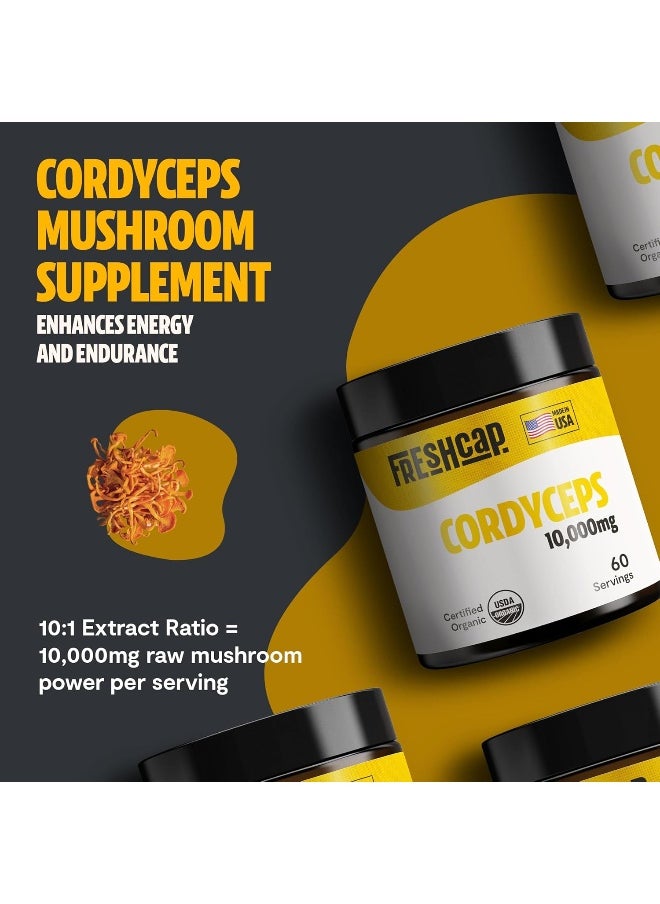 HERO - Cordyceps Mushroom Extract Powder - USDA Organic - 60 g - Supplement - Energy and Endurance - Add to Coffee/Tea/Smoothies - Real Fruiting Body No Fillers