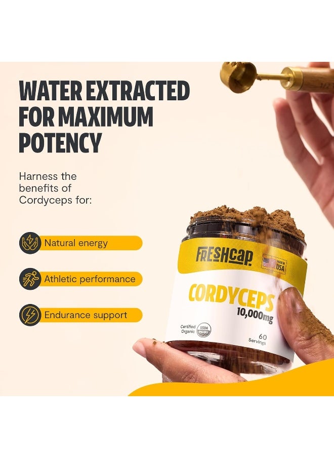 HERO - Cordyceps Mushroom Extract Powder - USDA Organic - 60 g - Supplement - Energy and Endurance - Add to Coffee/Tea/Smoothies - Real Fruiting Body No Fillers