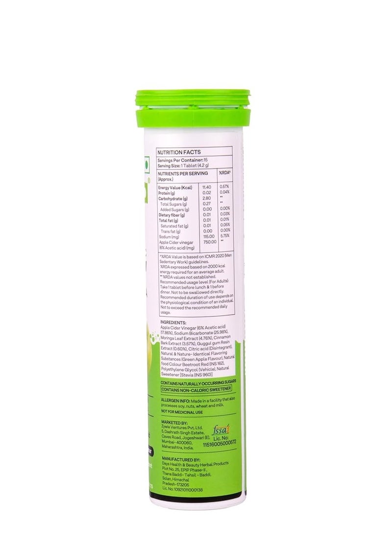 Plant Based HerBalance PCOS Supplements Women 250g ACV Moringa Weight Loss 3 In 1 Fat Oxidation Formula 15 Effervescent Tablets Green Apple