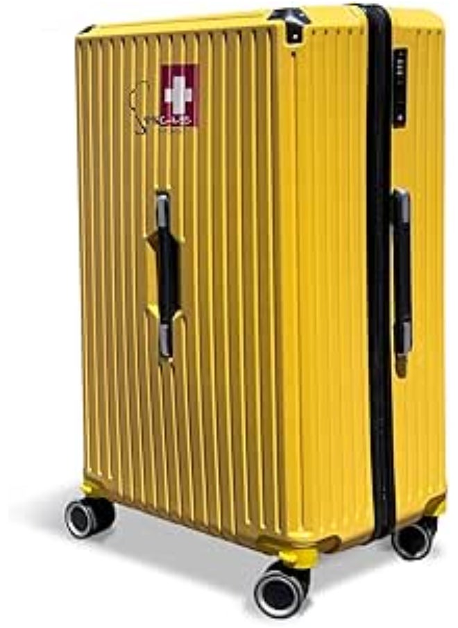 Luggage, 28-Inches Hardshell Minimalist fashion striped PC with Double Spinner Wheels, Lightweight, BTL-A001 Yellow