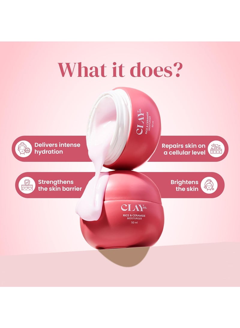 Rice & Ceramide Moisturizer | Intense Hydration, Skin Barrier Repair & Brightening | Lightweight & Fast-Absorbing | With Exosomes, Rice Extracts, Ceramides & Vitamin B12 | 50ml
