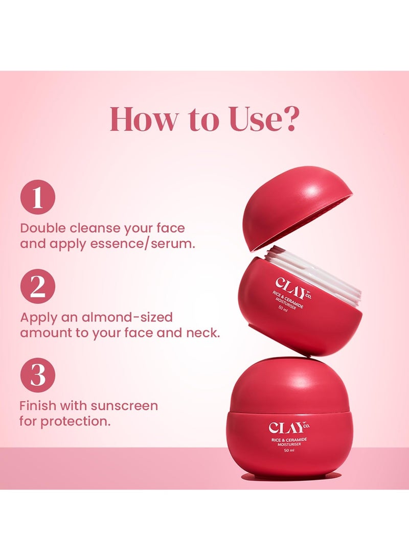 Rice & Ceramide Moisturizer | Intense Hydration, Skin Barrier Repair & Brightening | Lightweight & Fast-Absorbing | With Exosomes, Rice Extracts, Ceramides & Vitamin B12 | 50ml