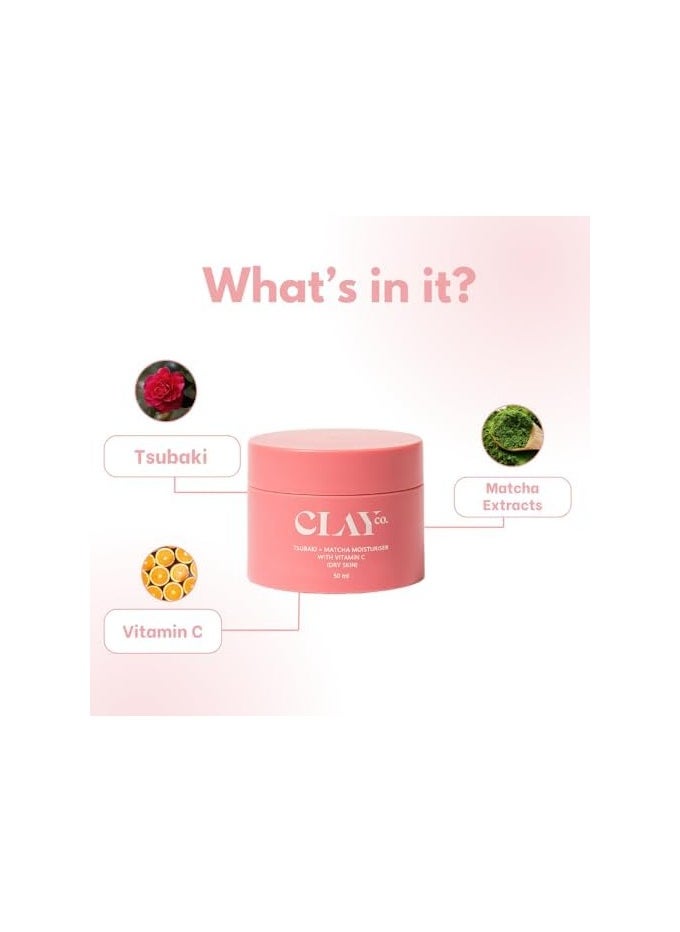 Vitamin C Tsubaki + Matcha Face Moisturizer For Dry Skin 50 ML | Japanese Skin Care Moisturizer & Toner | Soft Face Cream For Men & Women | Best Night Cream For Winter & Glowing Skin