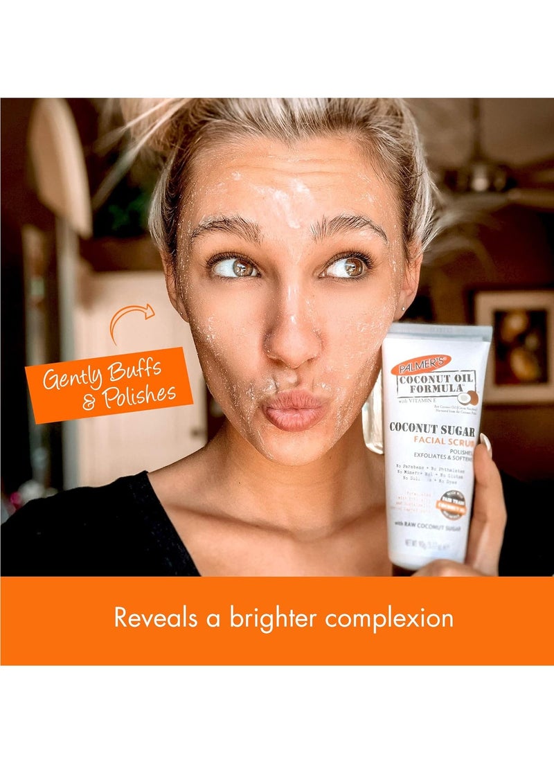 Palmer's Face Oil + Face Scrub, Coconut Oil Formula with Vitamin E Skin Care Bundle, Made with Fair Trade Coconut Oil & Monoi, Includes 1 Facial Oil (1 fl oz) and 1 Face Exfoliator (3.17 oz)