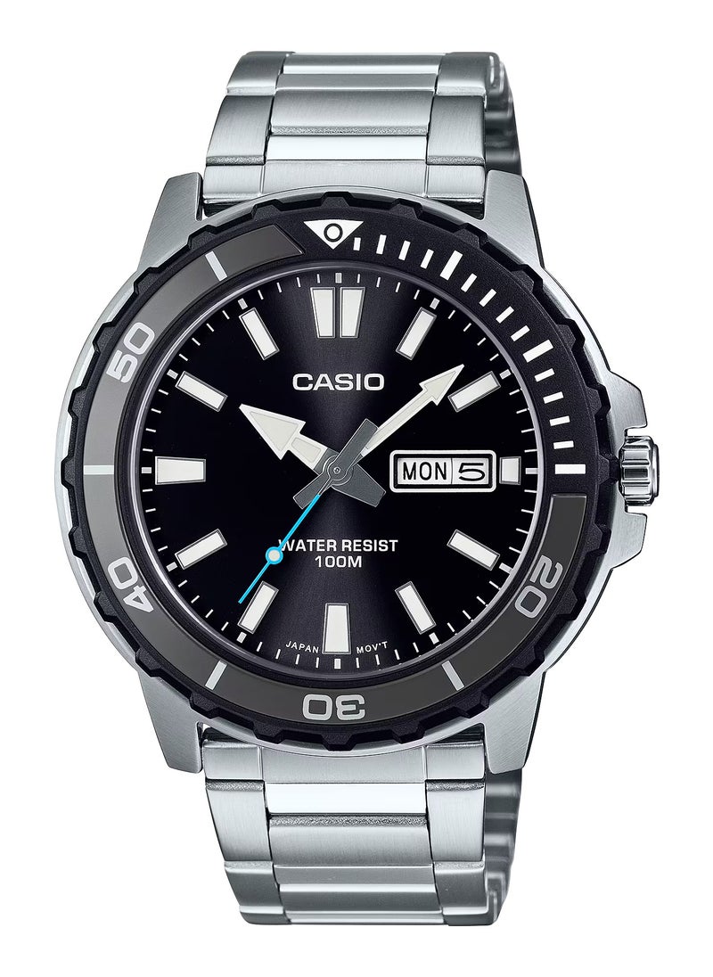 Casio Analog Quartz Black Dial Stainless Steel Men's Watch MTD-125D-1A3VDF