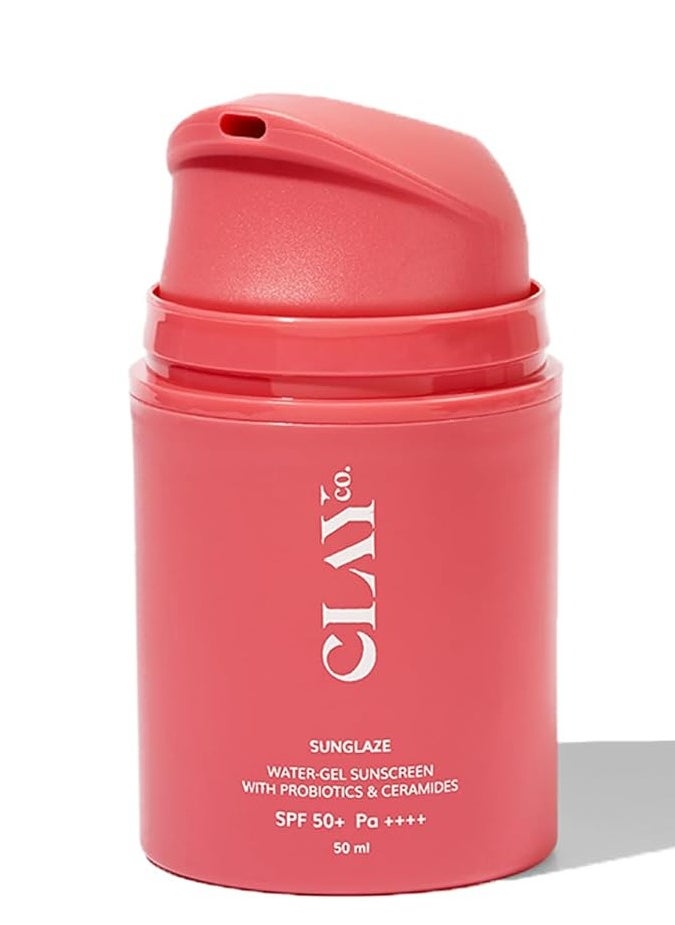 Sunglaze Sunscreen SPF 50 PA++++ | Probiotic & Ceramide-Infused | Lightweight, Non-Greasy & Fast-Absorbing | Broad Spectrum UVA, UVB & Blue Light Protection | Hydrating & Brightening | For All Skin Types (50ml)