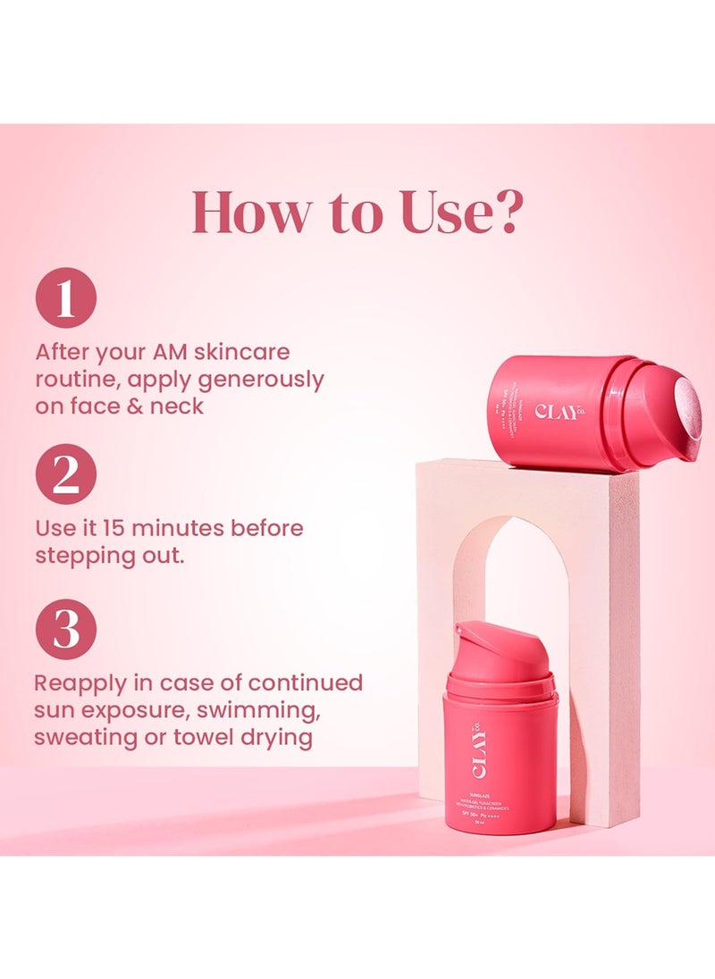 Sunglaze Sunscreen SPF 50 PA++++ | Probiotic & Ceramide-Infused | Lightweight, Non-Greasy & Fast-Absorbing | Broad Spectrum UVA, UVB & Blue Light Protection | Hydrating & Brightening | For All Skin Types (50ml)